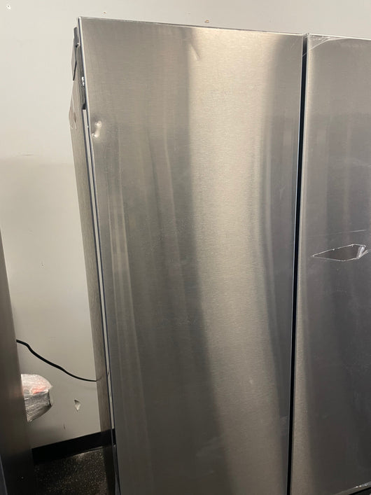 Samsung 22 cu. ft. Smart 3-Door French Door Refrigerator (new with factory plastic still on it. Small dents shown)