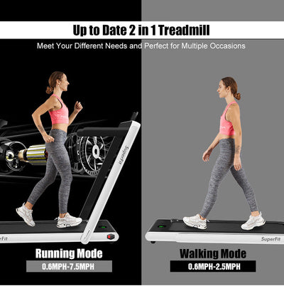 SuperFit 2.25HP 2 in 1 Folding Treadmill W/ Speaker Remote Control APP!! Brand new out of the box!!