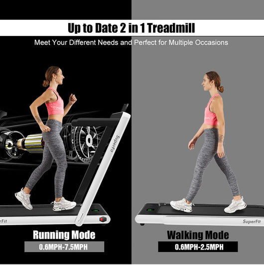 SuperFit 2.25HP 2 in 1 Folding Treadmill W/ Speaker Remote Control APP!! Brand new out of the box!!