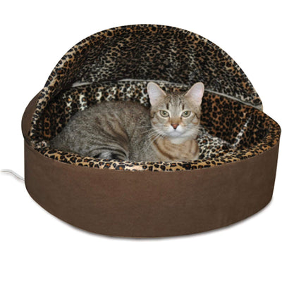 K&H PET PRODUCTS Thermo-Kitty Deluxe Hooded Cat Bed, Small 16", 4W, Mocha/Leopard(new in the bag)