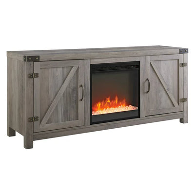 HumbleNest Farmers Market 58 in. Grey Wash Barn Fireplace TV Stand! New In Box!