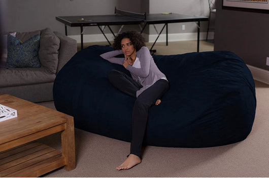 Sofa Sack Bean Bag Chair, Memory Foam Lounger with Microsuede Cover, All Ages, 7.5 ft, NAVY!! BRAND NEW!!