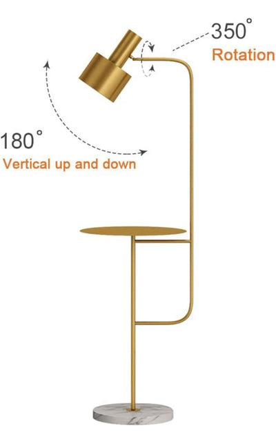 Hsyile Lighting Contemporary Modern Floor Lamp with a Table, Brushed Brass Finish- NEW AND ASSEMBLED!!!