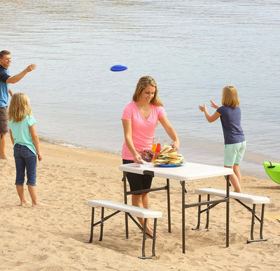 Lifetime 80373 Portable Folding Camping RV Picnic Table and Bench Set, Almond- NEW IN BOX!!!
