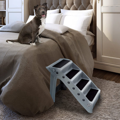 Pet Stairs Collection - Safe and Durable Indoor or Outdoor Ramp with 4-Step Design - Cat or Dog Steps for Couch, Bed, Truck, SUV, or Car by PETMAKER (Gray)**New in box**