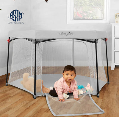 Dream On Me Onyx Playpen in Grey, Baby Playpen, Portable and Lightweight, Playpen for Babies and Toddler - Comes with a Comfortable Padded Floor- NEW IN BOX!!!