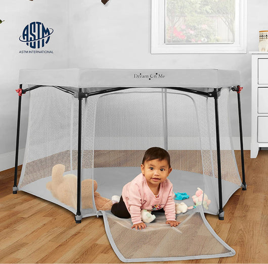 Dream On Me Onyx Playpen in Grey, Baby Playpen, Portable and Lightweight, Playpen for Babies and Toddler - Comes with a Comfortable Padded Floor- NEW IN BOX!!!