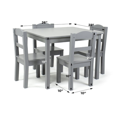 Humble Crew Kids Wood Table and 4 Chair Set, Grey**New in box**