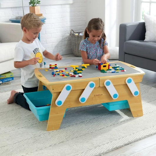 KidKraft Building Bricks Play N Store Wooden Table, Kids Activity Table, Natural**New in box**