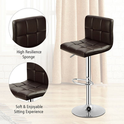 Costway Set of 2 Bar Stools Adjustable PU Leather Swivel Kitchen Counter Bar Chair Brown!! NEW AND ASSEMBLED!!