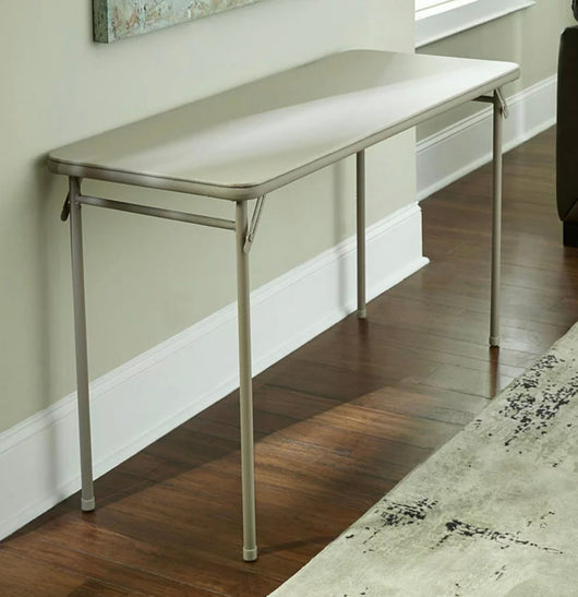 Cosco 20" x 48" Vinyl Top Folding Table, Antique Linen- NEW!