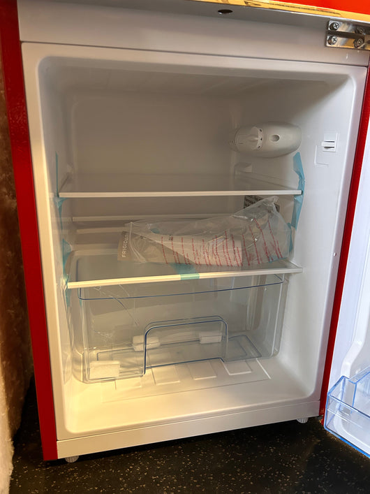 Frigidaire EFR840-RED 3.1 Cu Ft Red 2 Door Retro Bar Fridge with Side Bottle Opener**New,minor dents from shipping**