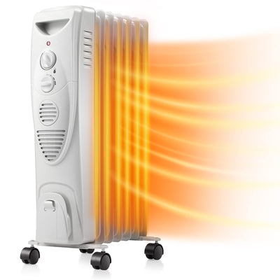 Kismile 1500W Oil Filled Radiator Heater, Portable Electric Heater with 3 Heat Settings, Adjustable Thermostat, Overheat & Tip-Over Protection, Oil Heaters for Indoor Use (Grey)**New in box**