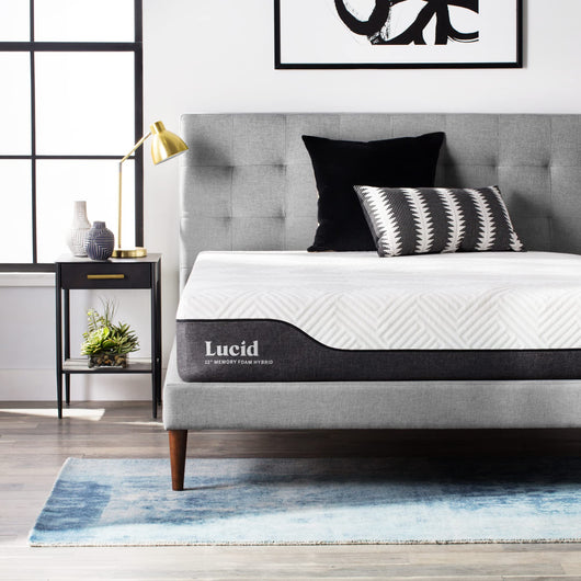 Lucid 12 Inch Hybrid Mattress – Bamboo Charcoal and Aloe Vera Infused- Memory Foam Mattress- Moisture Wicking – Odor Reducing- King Size**New in box**