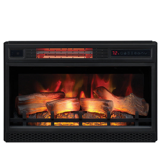 ClassicFlame 26" 3D Infrared Quartz Electric Fireplace Insert Plug and Safer Sensor, Black**New in box**