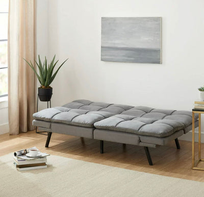!!REDUCED!! Mainstays Memory Foam Futon, Gray Faux Suede- NEW AND ASSEMBLED!!!