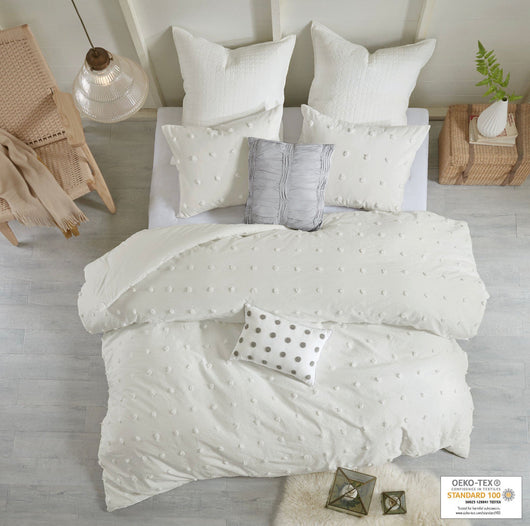 Home Essence Apartment Kay Cotton Jacquard Comforter Set, Ivory, King/Cal King- NEW IN BAG!!!!