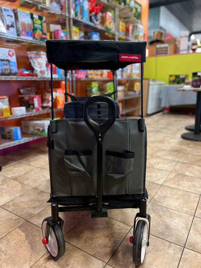 Radio Flyer Trav-ler Stroll 'N Wagon, Black Push Wagon with Canopy, Small Storage Bag, for Ages 1+ Years- NEW AND ASSEMBLED!! (2021 Model)