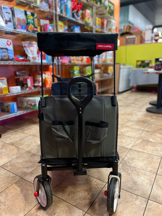 Radio Flyer Trav-ler Stroll 'N Wagon, Black Push Wagon with Canopy, Small Storage Bag, for Ages 1+ Years- NEW AND ASSEMBLED!! (2021 Model)