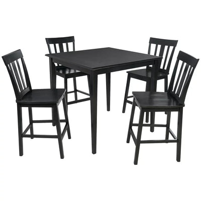 Mainstays 5 Piece Mission Style Counter Height Dining Set, including Table & 4 chairs, Black Color, Set of 5**New and assembled,minor scratches from shipping**
