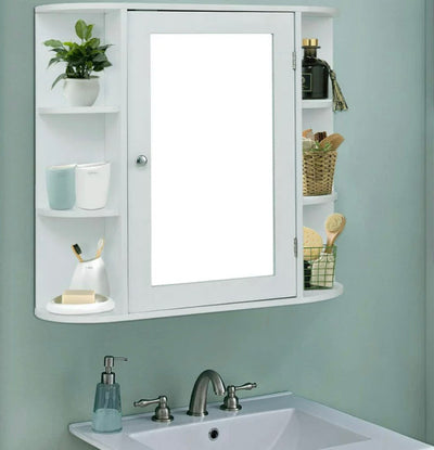 Ktaxon Wooden Bathroom Storage Cabinet with Mirror Door & 8 Shelves- NEW IN BOX!!!
