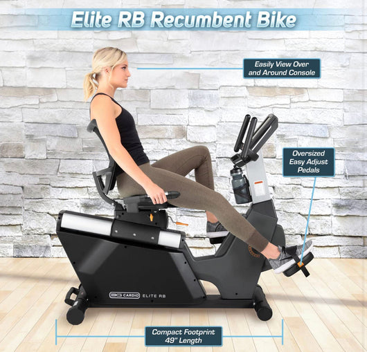 3G Cardio Elite RB Exercise Bike, Recumbent - Commercial Grade - Compact Footprint - Ultra Comfortable Seat - Magnetic Resistance - 350 LB User Capacity!