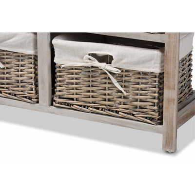 Baxton Studio Vella Modern and Contemporary Grey Finished Wood 2-Drawer Storage Unit With Baskets**New**