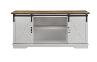 WE Furniture 58" Modern Farmhouse Wood TV Stand - White/Rustic Oak- NEW IN BOX!!!