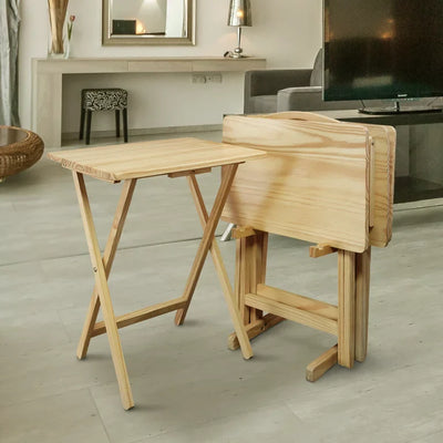 Casual Home 5 Piece TV Tray Table Set in Natural (4 Trays, 1 Stand)**New in box**