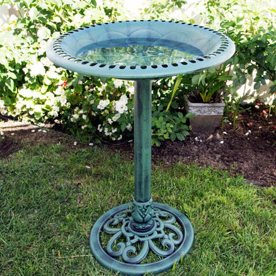 Alpine Corporation 28-Inch Outdoor Plastic Garden Bird Bath, Green- NEW IN BOX!!!!