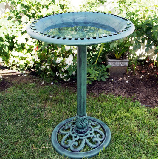 Alpine Corporation 28-Inch Outdoor Plastic Garden Bird Bath, Green- NEW IN BOX!!!!