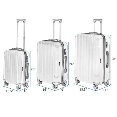 Zimtown 3-Piece Nested Spinner Suitcase Luggage Set with TSA Lock, Orange**New**