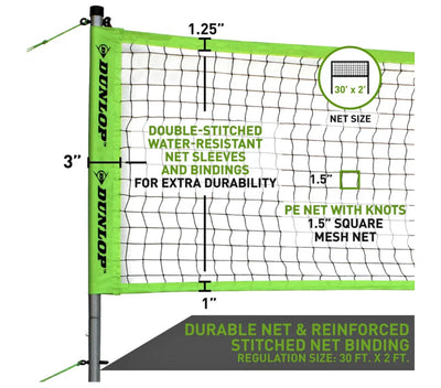 Dunlop Steel Pole Volleyball & Badminton Combo Set, Lawn Game, Green/Black- NEW IN BOX!!!