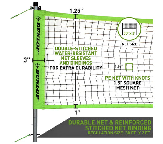 Dunlop Steel Pole Volleyball & Badminton Combo Set, Lawn Game, Green/Black- NEW IN BOX!!!