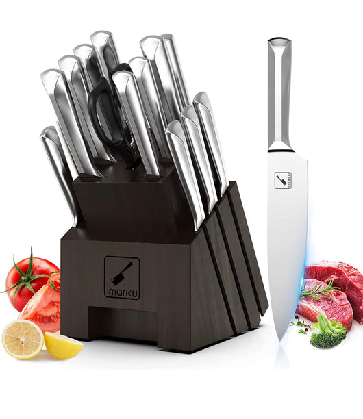imarku 16 PCS High Carbon Japanese Stainless Steel Knife Sets for Kitchen with Block, Dishwasher Safe- NEW IN BOX!!!