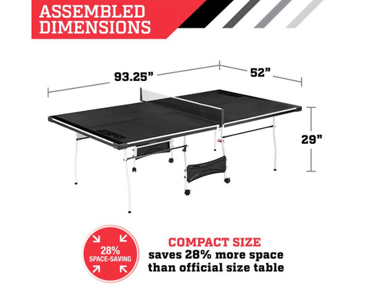Ping Pong ESPN Mid Size 15mm 4-Piece Indoor Table Tennis Table, Accessories Included, Black- NEW IN BOX!!!