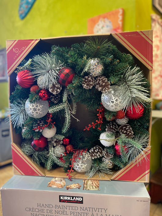 30” Red and Black Holiday Wreath (new in the box)