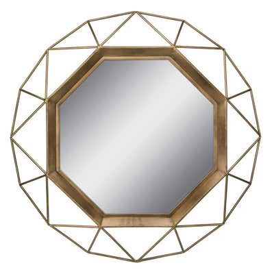 Stonebriar 28.3" Gold Modern Geometric Metal Wall Mirror**New**