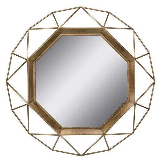 Stonebriar 28.3" Gold Modern Geometric Metal Wall Mirror**New**
