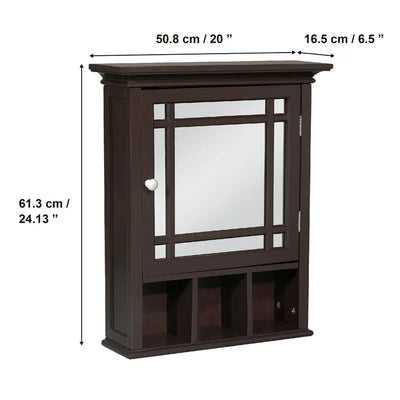 Teamson Home Neal Removable Wooden Medicine Cabinet with Mirrored Door, Espresso**New in box**