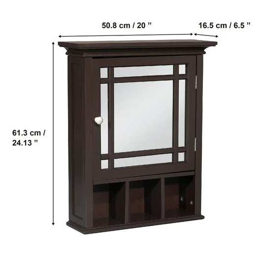Teamson Home Neal Removable Wooden Medicine Cabinet with Mirrored Door, Espresso**New in box**