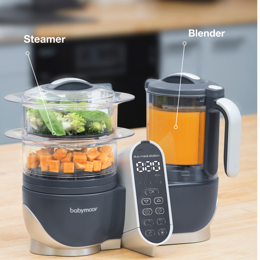 Babymoov Duo Meal Station | 6 in 1 Food Processor With Steam Cooker, Multi-Speed Blender, Baby Purees, Warmer, Defroster, Sterilizer, Grey**New In box**