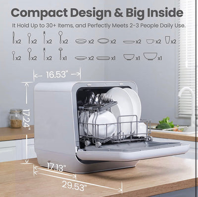 COMFEE' Portable Dishwasher Countertop, Mini Dishwasher with 5L Built-in Water Tank, No Hookup Needed, 6 Programs, 360° Dual Spray, 192℉ High-Temp& Air-Dry Function, Dishwasher for Apartments& RVs! (USED ONCE - VERY CLEAN)