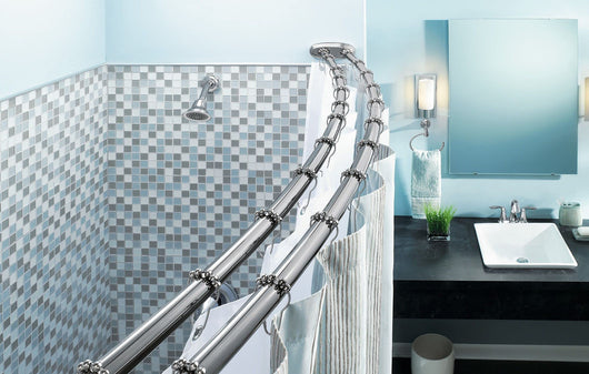 Moen DN2141CH 60-Inch Adjustable Stainless Steel Double Curved Shower Rod, Chrome**New in box**