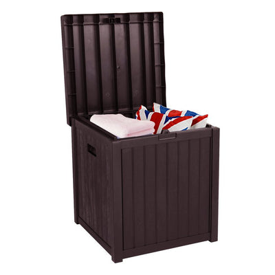 Besbuy 51 Gallons Square Plastic Deck Box Lockable Seat,Brown!  -Brand new & Assembled but does have a very small crack on the back side, photos shown