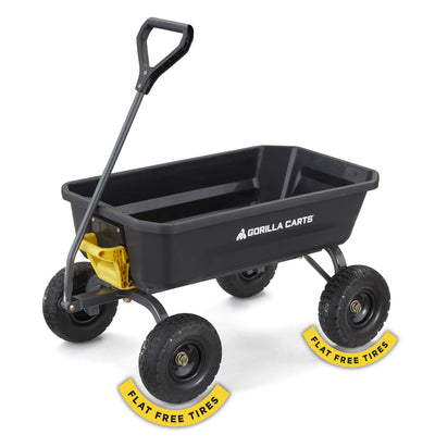 Gorilla Carts 4GCG-NF 4 Cu. Ft. Poly Garden Dump Cart with No-Flat Tires, Black**New in box**