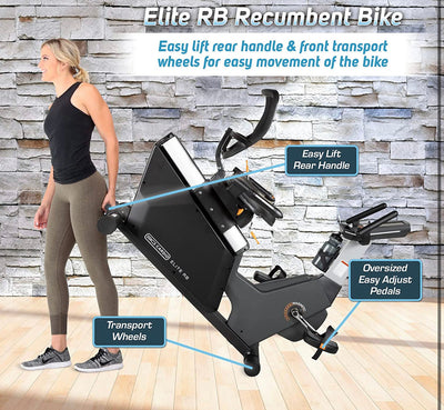 3G Cardio Elite RB Exercise Bike, Recumbent - Commercial Grade - Compact Footprint - Ultra Comfortable Seat - Magnetic Resistance - 350 LB User Capacity!