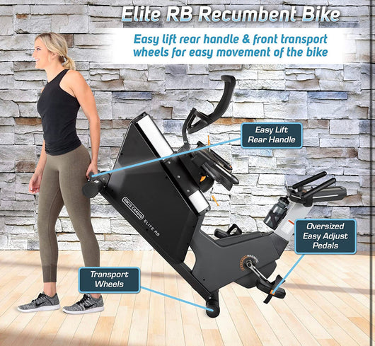 3G Cardio Elite RB Exercise Bike, Recumbent - Commercial Grade - Compact Footprint - Ultra Comfortable Seat - Magnetic Resistance - 350 LB User Capacity!
