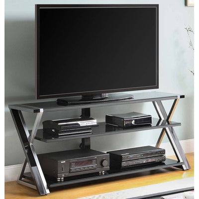 Whalen Furniture Black TV Stand for 60" Flat Panel TVs with Tempered Glass Shelves**New in Box**