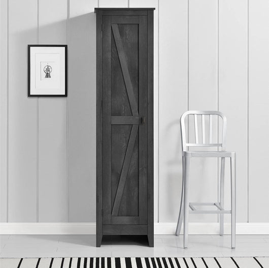 Ameriwood Home Farmington Wide Storage Cabinet, 18", Rustic Gray!! NEW IN BOX(ONE CORNER MINOR CHIP)!!